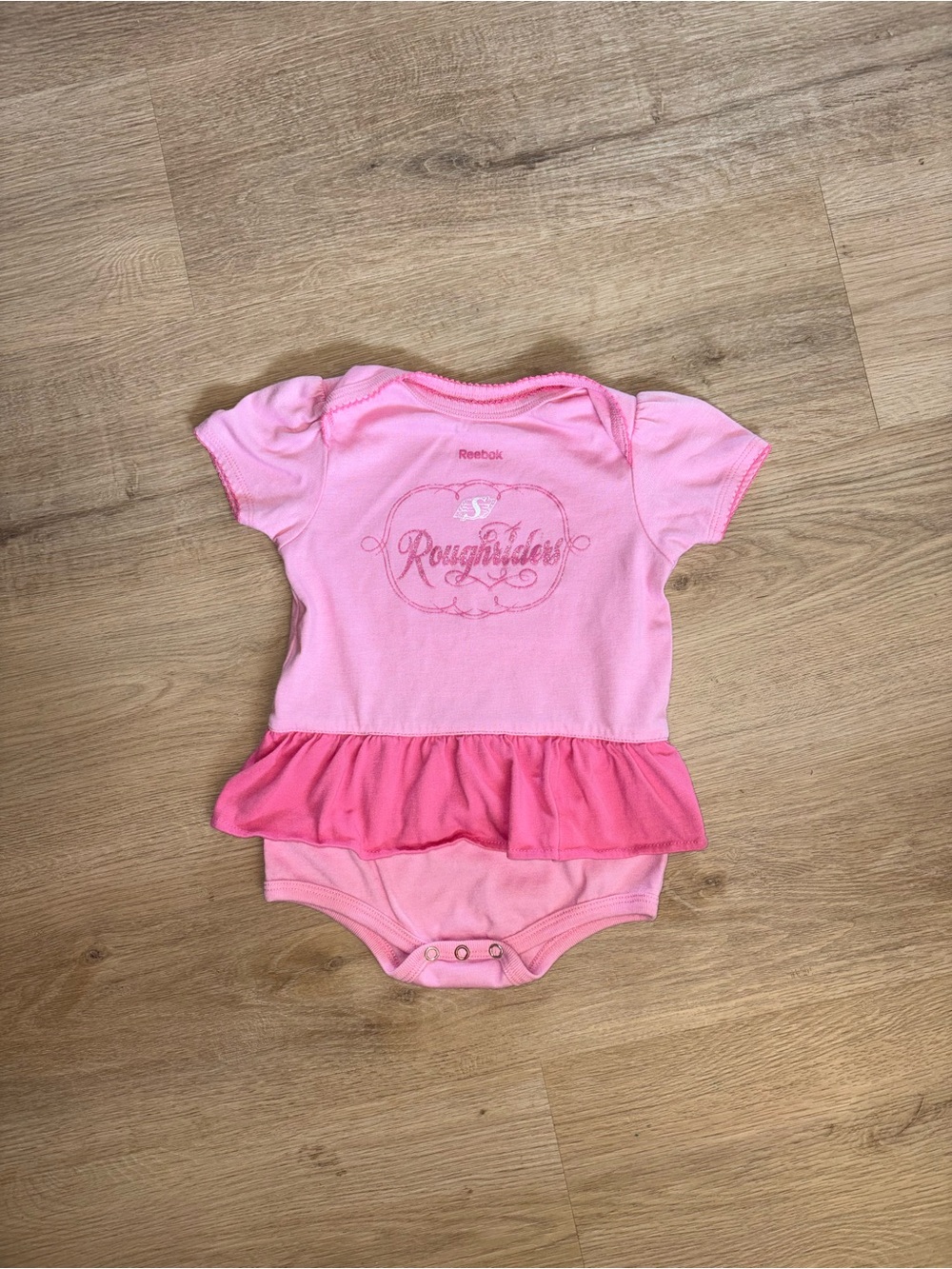 Reebok Pink Two-Tone Ruffle Baby One-Piece